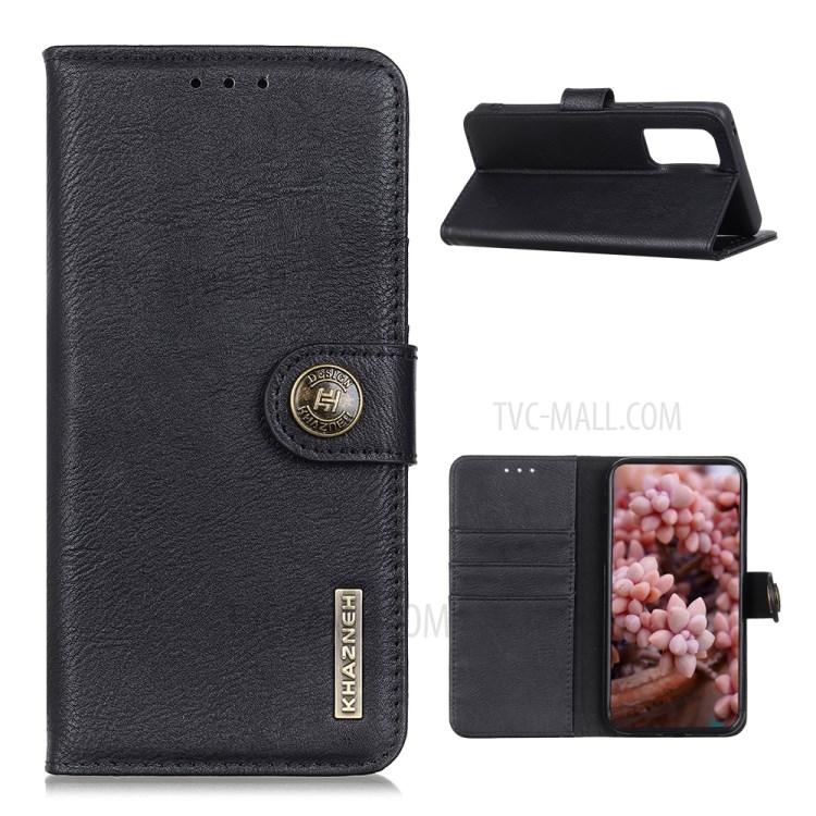 KHAZNEH Wallet Stand PU Leather Protective Case for Oppo Reno4 5G - Black-1
