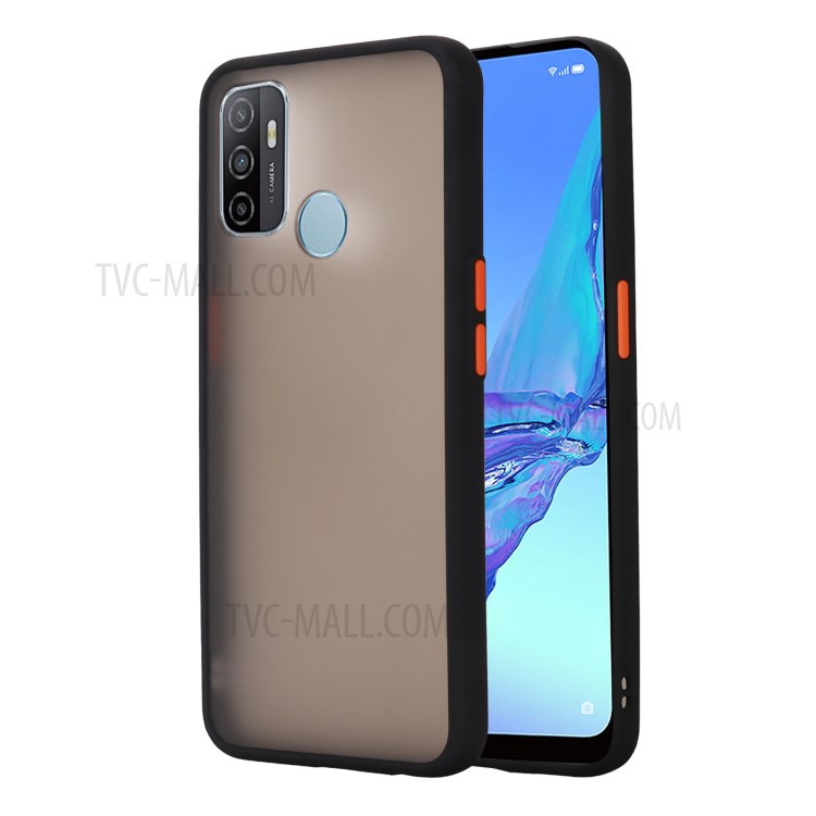 Matte Skin Drop-proof PC + TPU Hybrid Case for Oppo A53 (2020) - Black-1