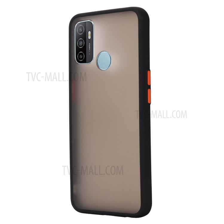 Matte Skin Drop-proof PC + TPU Hybrid Case for Oppo A53 (2020) - Black-2