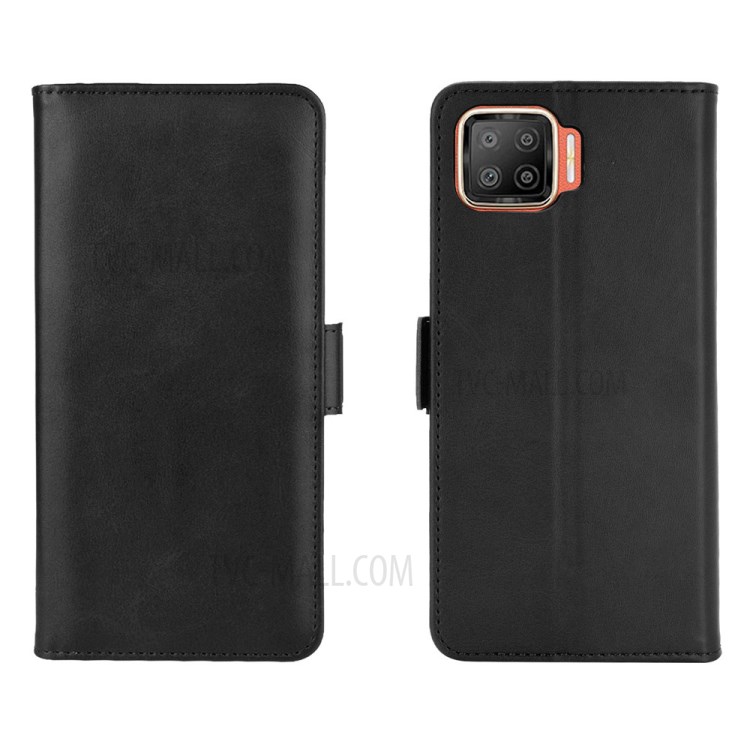 Double Magnetic Clasp PU Leather Wallet Stand Case Cover for Oppo F17 - Black-5