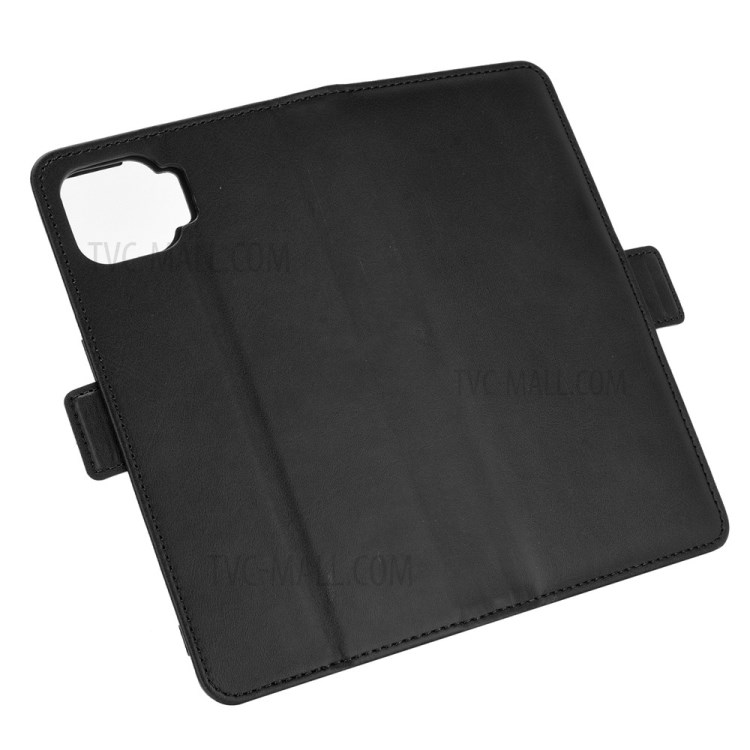 Double Magnetic Clasp PU Leather Wallet Stand Case Cover for Oppo F17 - Black-6