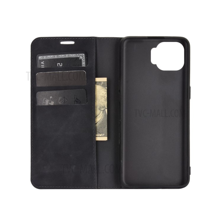 Skin-Touch Auto-absorbed Leather Protective Flip Case Cover for Oppo F17 Pro - Black-2