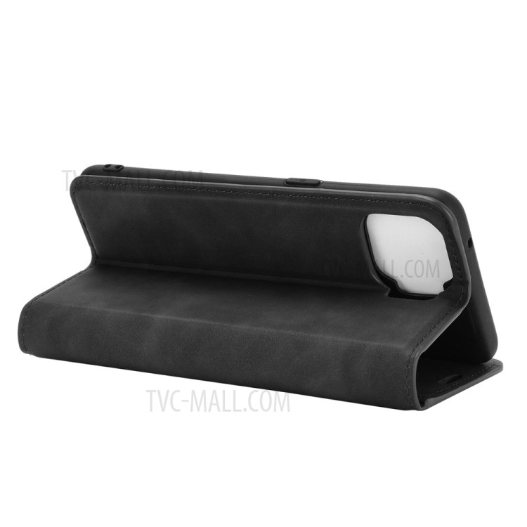 Skin-Touch Auto-absorbed Leather Protective Flip Case Cover for Oppo F17 Pro - Black-4