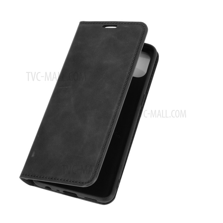 Skin-Touch Auto-absorbed Leather Protective Flip Case Cover for Oppo F17 Pro - Black-7