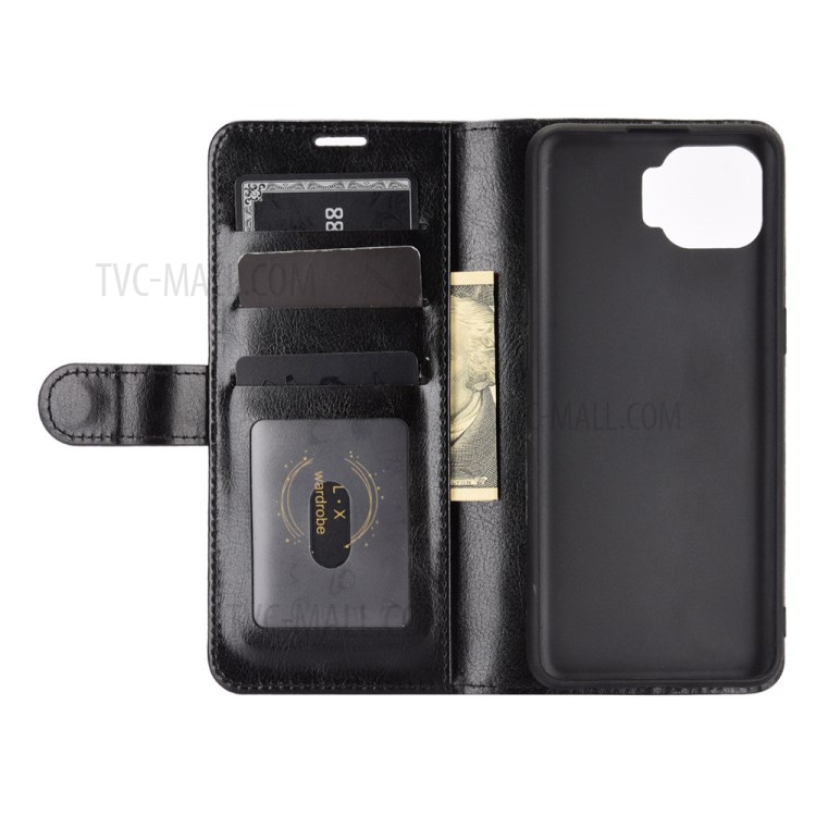 Crazy Horse Wallet Stand Leather Magnetic Shell Case for Oppo F17 - Black-4