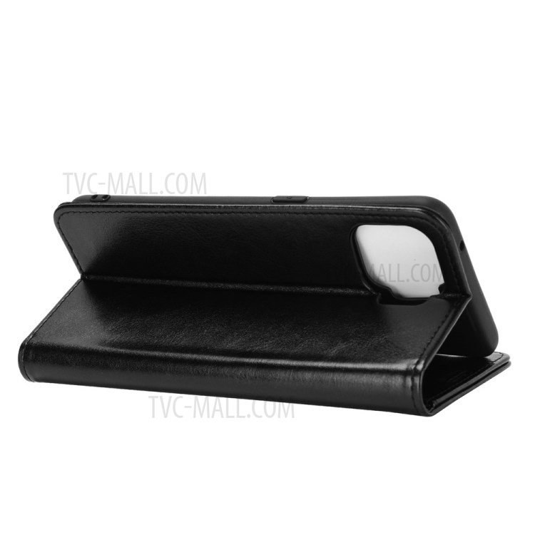 Crazy Horse Wallet Stand Leather Magnetic Shell Case for Oppo F17 - Black-6