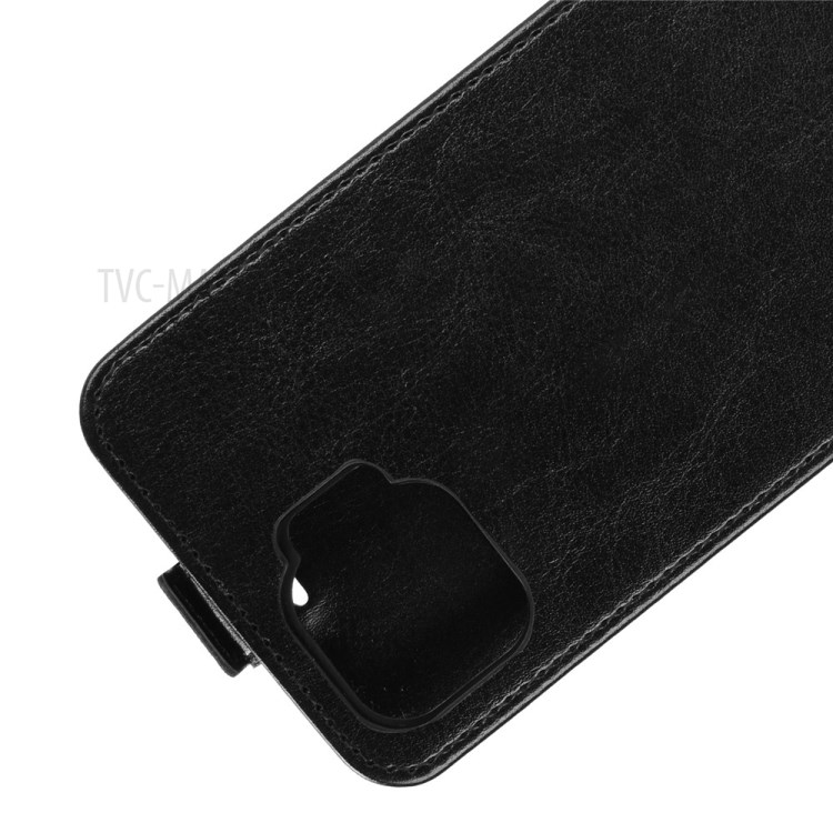 For Oppo F17 Vertical Flip Crazy Horse Leather Shell with Card Holder - Black-2