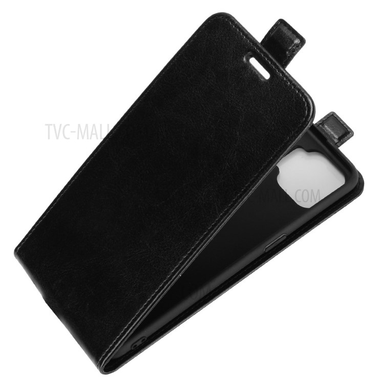 For Oppo F17 Vertical Flip Crazy Horse Leather Shell with Card Holder - Black-3