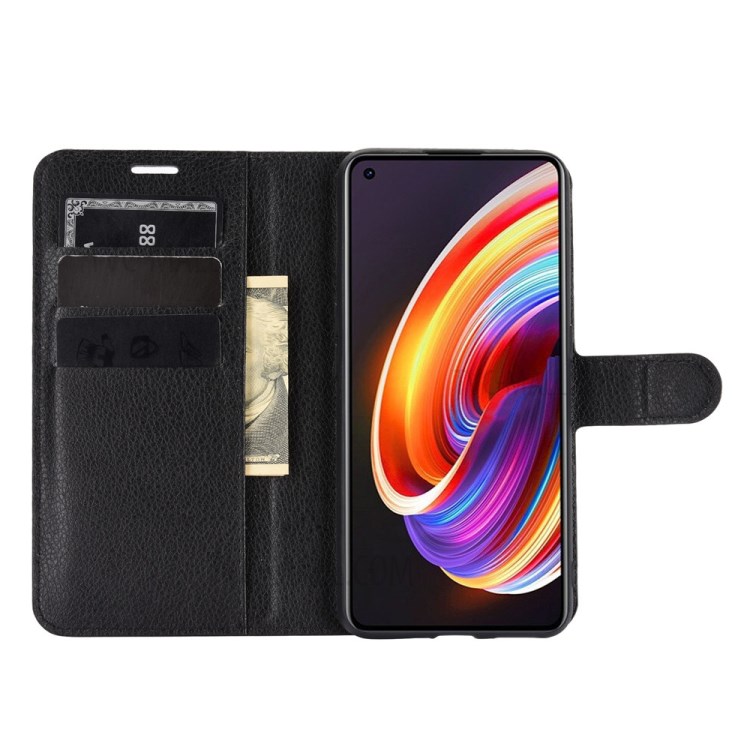 Litchi Texture Leather Wallet Phone Protective Case for Realme X7 Pro 5G / Realme X7 Pro - Black-3