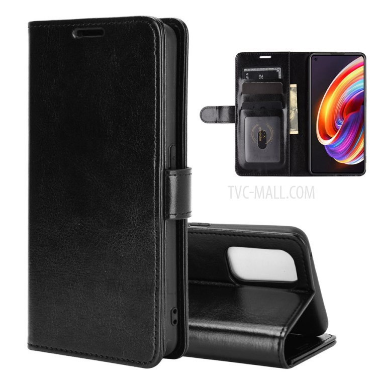 For Realme X7 Pro / Realme X7 Pro 5G Crazy Horse Texture Leather Wallet Case with Supporting Stand - Black-8