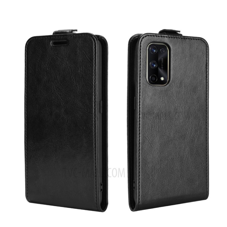 Vertical Flip Crazy Horse Texture Built In Card Holder Leather Cover for Realme X7 Pro / Realme X7 Pro 5G - Black-4