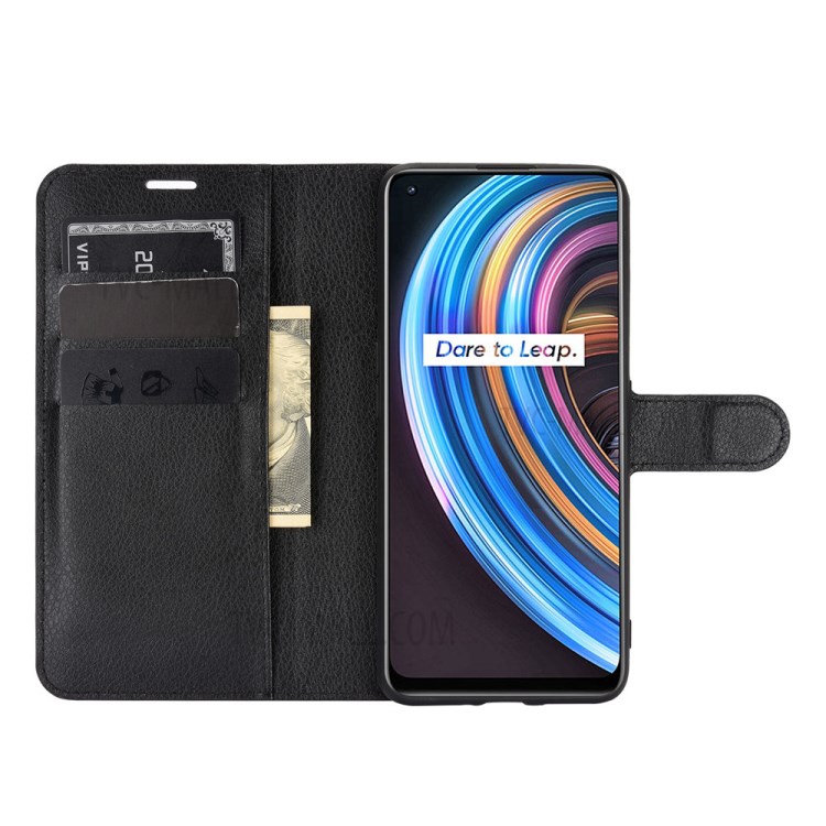 Litchi Texture Leather Wallet Phone Protective Case for Realme X7 / Realme X7 5G - Black-3