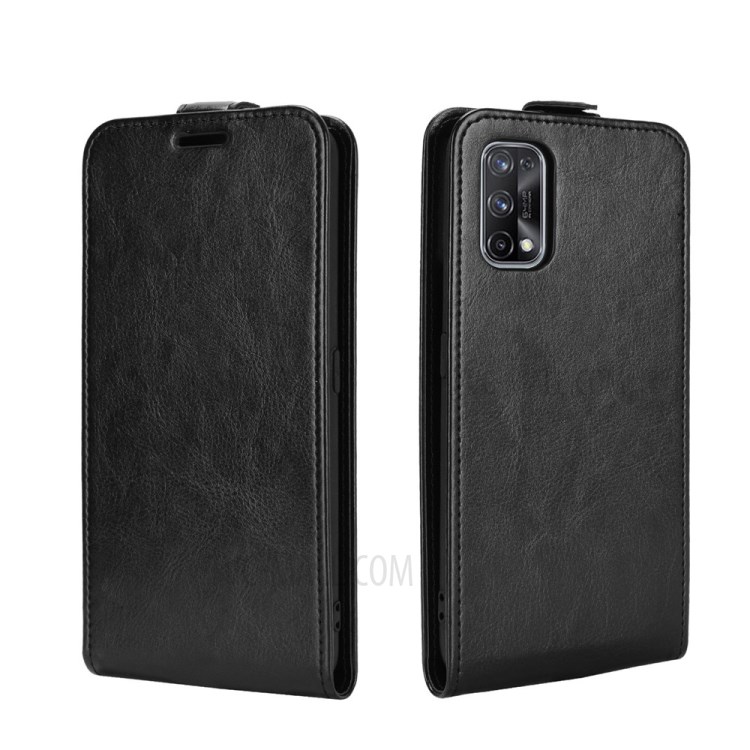Vertical Flip Crazy Horse Leather Case with Card Slot for Realme X7 - Black-4