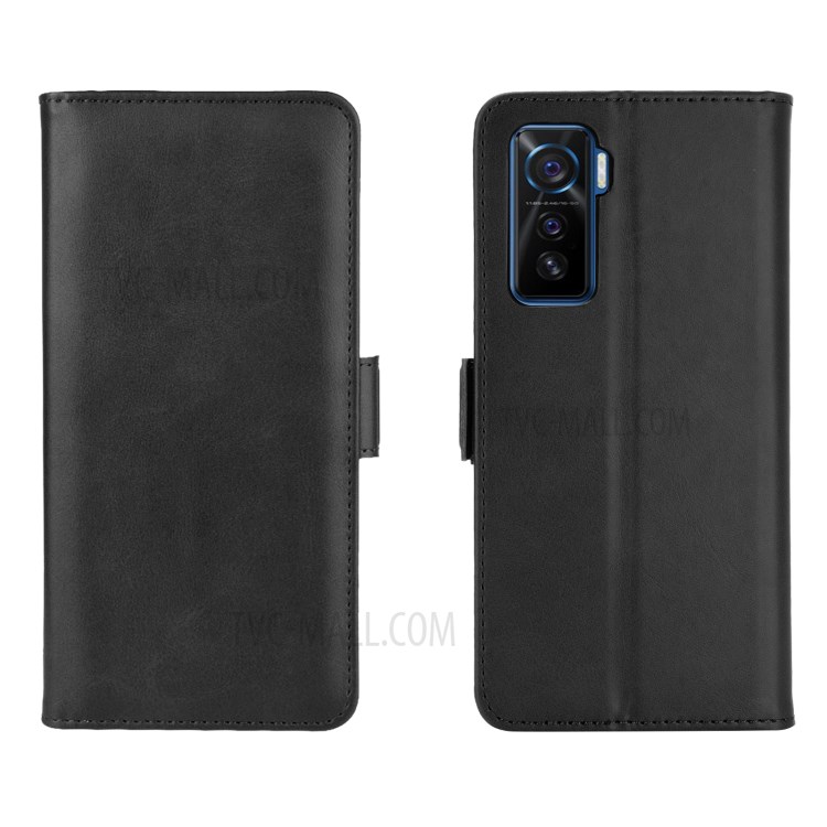 Wallet Stand PU Leather Case Cover with Double Magnetic Clasp for vivo iQOO 5 5G - Black-5