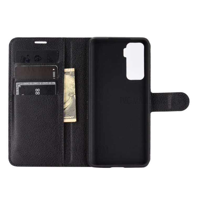 Litchi Grain Wallet Stand Leather Protective Phone Shell for vivo iQOO 5 5G - Black-2