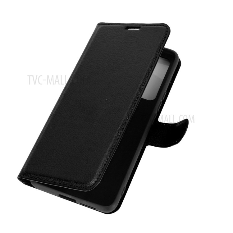Litchi Grain Wallet Stand Leather Protective Phone Shell for vivo iQOO 5 5G - Black-6