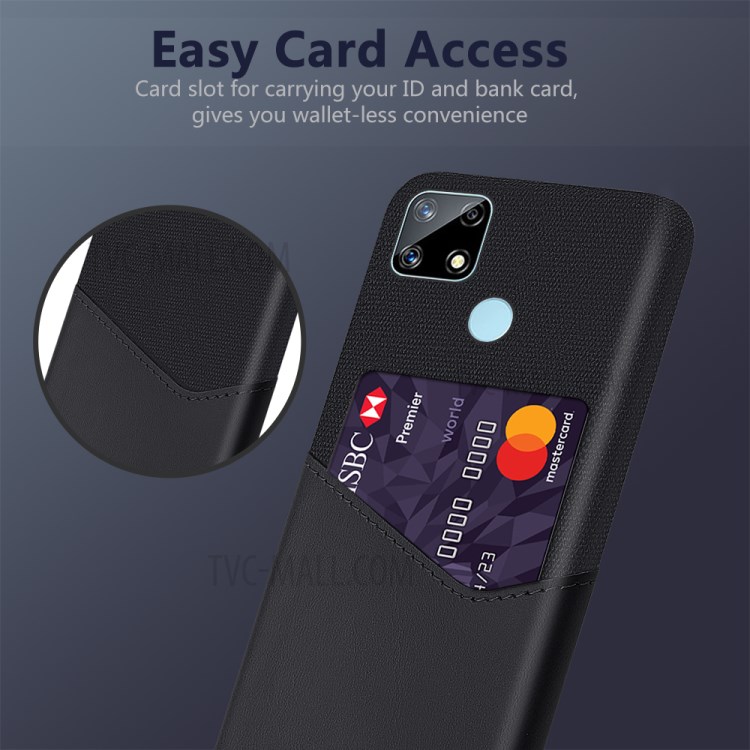 Cloth Surface + PC Hybrid Phone Cover Case with Card Slot for Realme Narzo 20 - Black-2