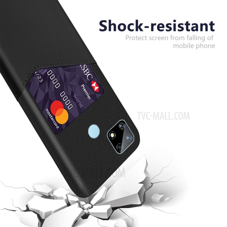 Cloth Surface + PC Hybrid Phone Cover Case with Card Slot for Realme Narzo 20 - Black-3