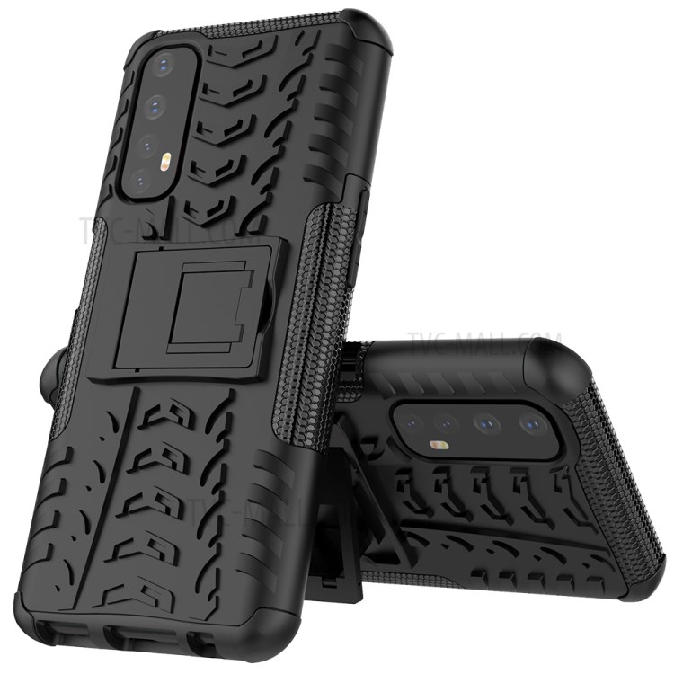 2 in 1 Cool Tyre Kickstand PC + TPU Hybrid Case for Realme 7 (Global) / Realme 7 (Asia) - Black-14