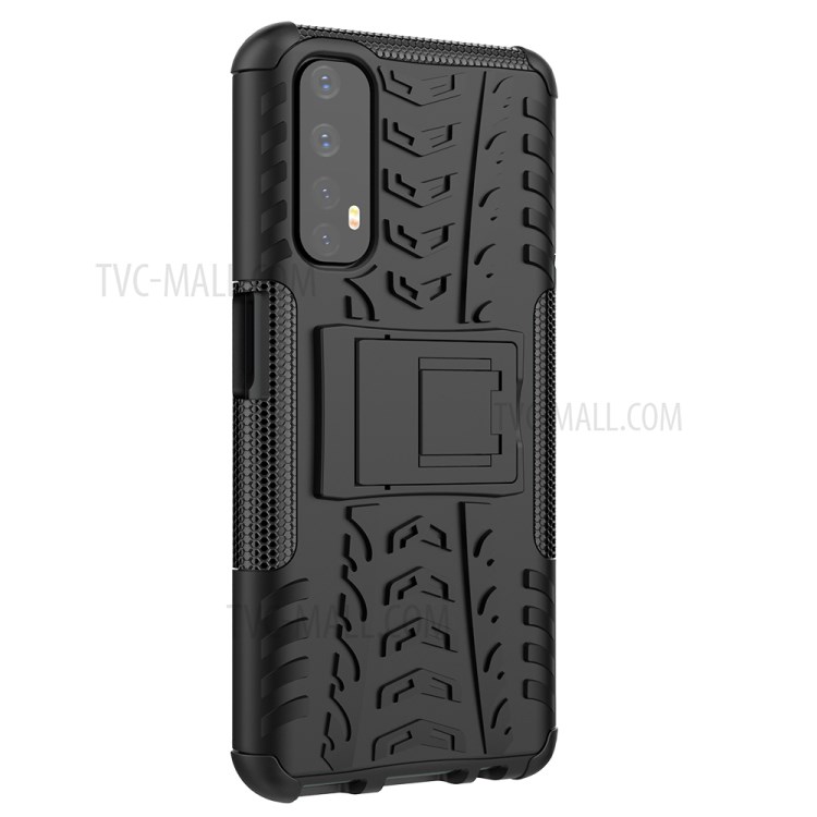2 in 1 Cool Tyre Kickstand PC + TPU Hybrid Case for Realme 7 (Global) / Realme 7 (Asia) - Black-7