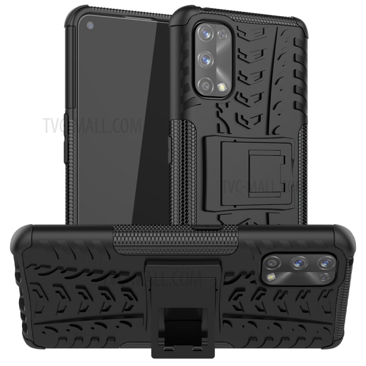 Cool Tyre Kickstand 2 in 1 PC + TPU Hybrid Cover Case for Realme 7 Pro - Black-1