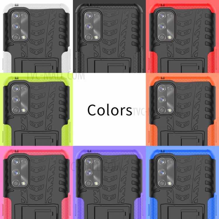 Cool Tyre Kickstand 2 in 1 PC + TPU Hybrid Cover Case for Realme 7 Pro - Black-10