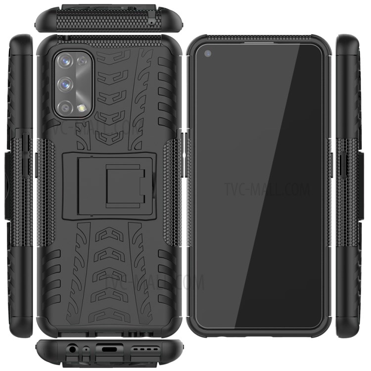Cool Tyre Kickstand 2 in 1 PC + TPU Hybrid Cover Case for Realme 7 Pro - Black-2