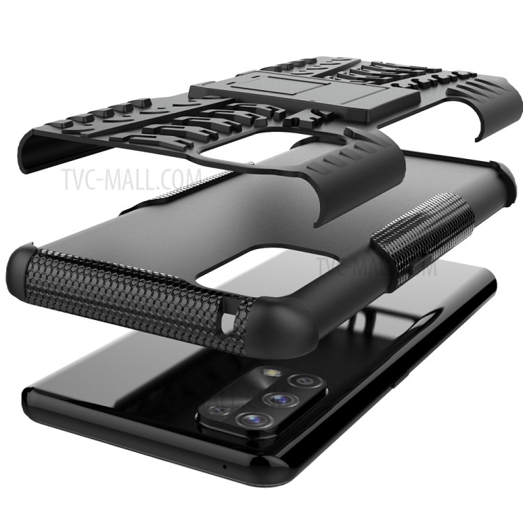 Cool Tyre Kickstand 2 in 1 PC + TPU Hybrid Cover Case for Realme 7 Pro - Black-6