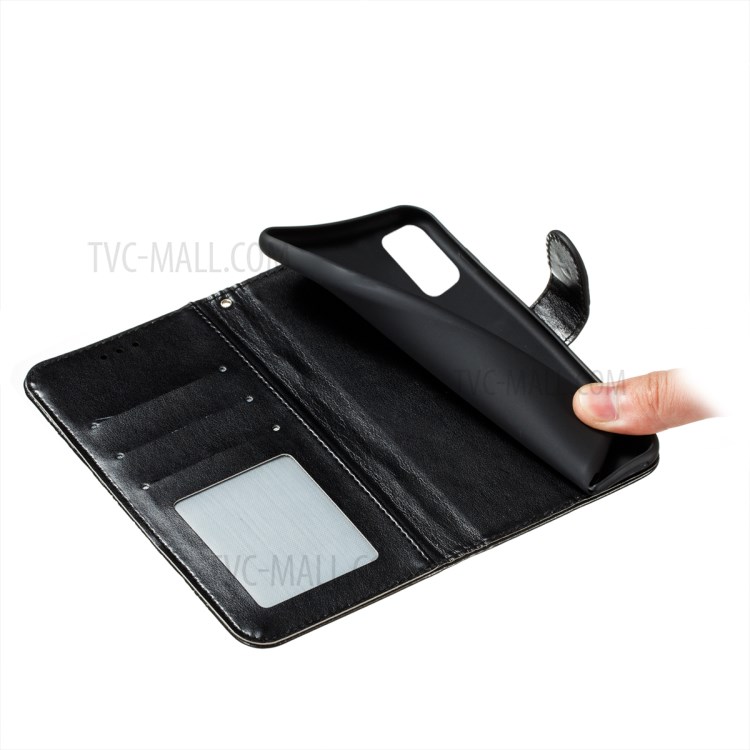 Imprint Mandala Flower Wallet Leather Magnetic Cover for Oppo Reno4 5G - Black-9