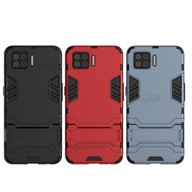 2 in 1 Mobile Phone PC + TPU Hybrid Phone Cover with Kickstand for Oppo F17 - Black-11