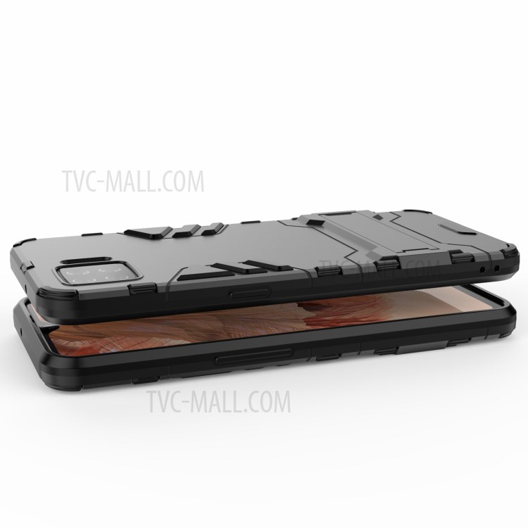 2 in 1 Mobile Phone PC + TPU Hybrid Phone Cover with Kickstand for Oppo F17 - Black-5