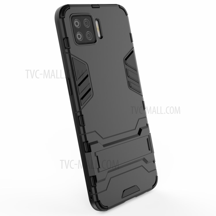2 in 1 Mobile Phone PC + TPU Hybrid Phone Cover with Kickstand for Oppo F17 - Black-6