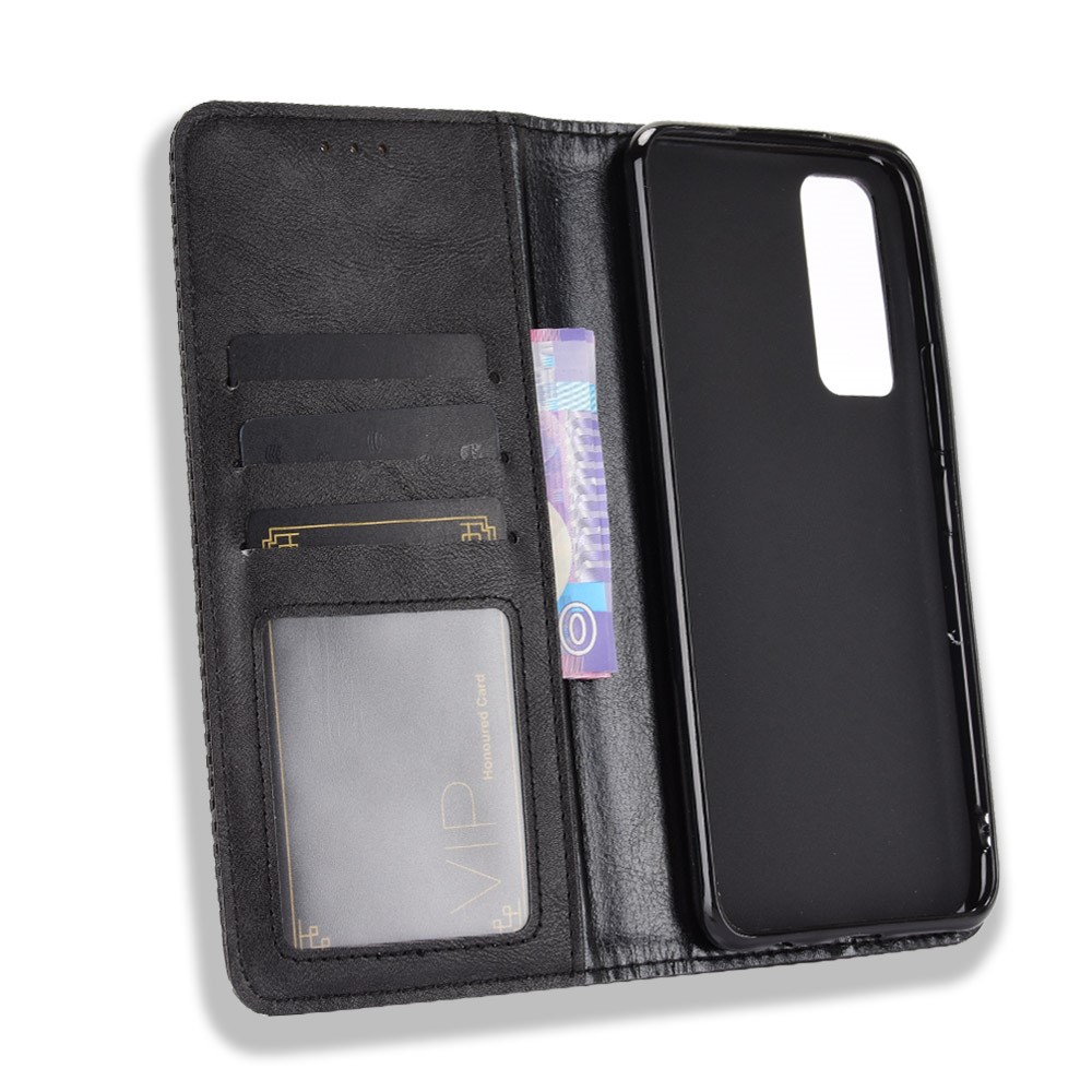 Magnetic Vintage Style Phone Case Wallet Stand Leather Cover for vivo V20 SE / vivo Y70 2020 - Black-3