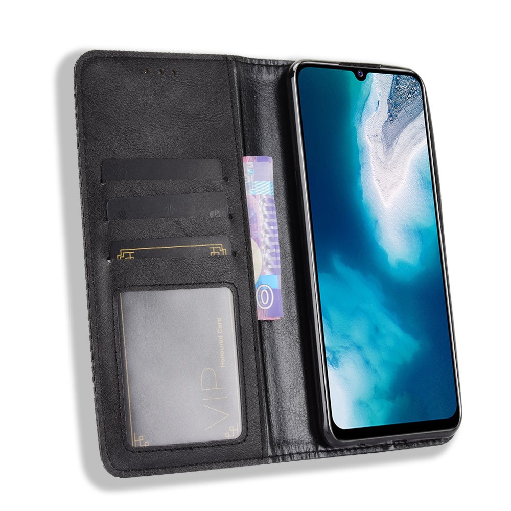 Magnetic Vintage Style Phone Case Wallet Stand Leather Cover for vivo V20 SE / vivo Y70 2020 - Black-4