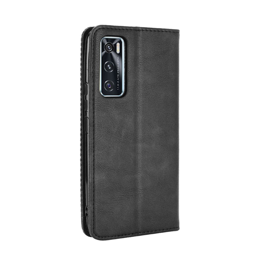 Magnetic Vintage Style Phone Case Wallet Stand Leather Cover for vivo V20 SE / vivo Y70 2020 - Black-6