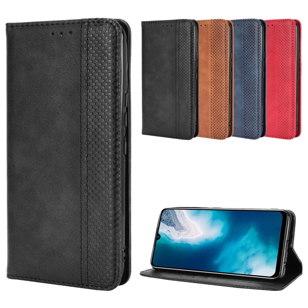 Magnetic Vintage Style Phone Case Wallet Stand Leather Cover for vivo V20 SE / vivo Y70 2020 - Black-9