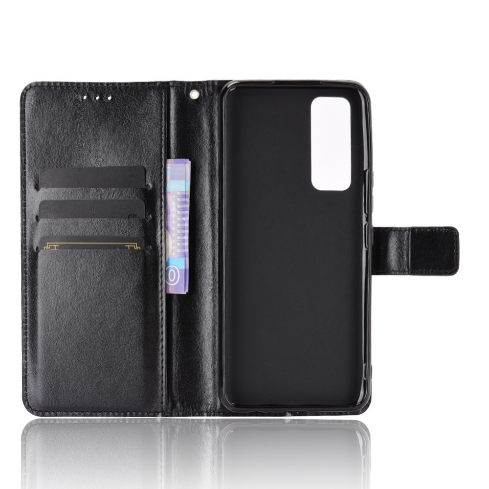 Crazy Horse Wallet Stand Leather Shell with Strap for vivo V20 SE / vivo Y70 2020 - Black-3