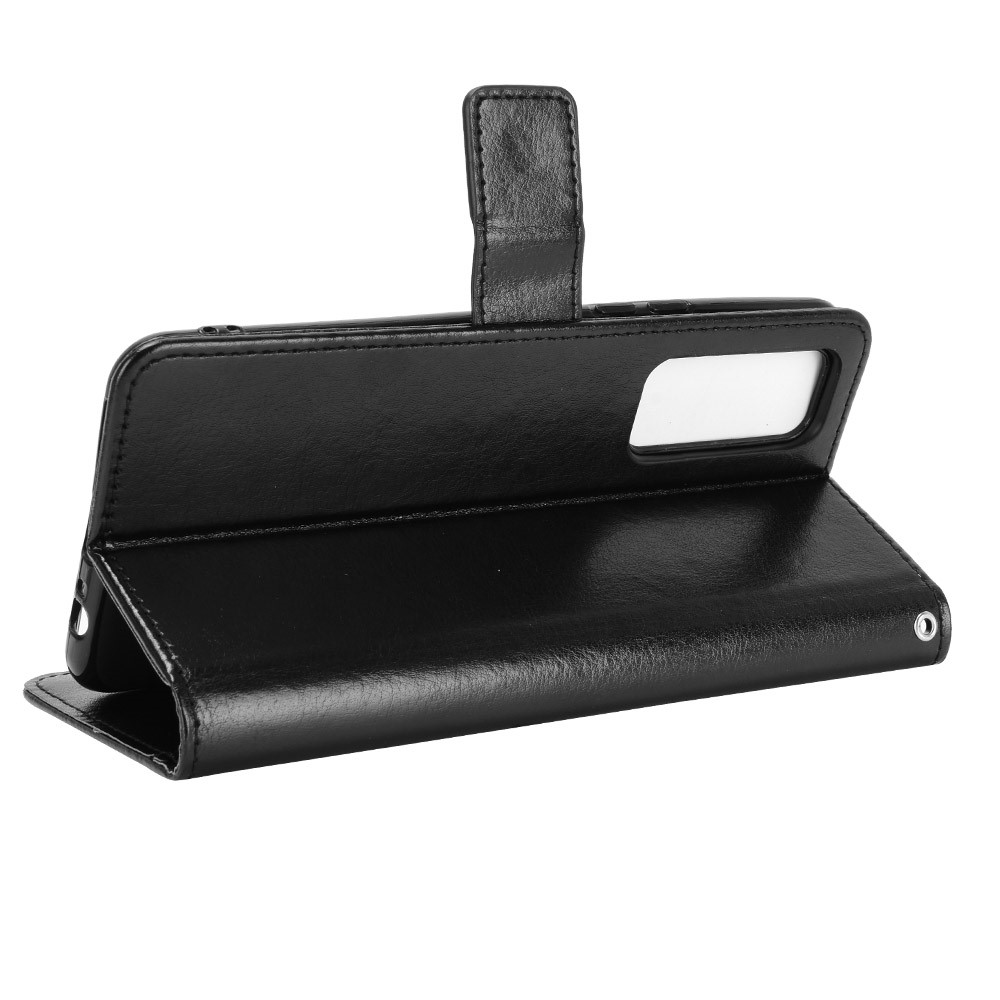 Crazy Horse Wallet Stand Leather Shell with Strap for vivo V20 SE / vivo Y70 2020 - Black-5