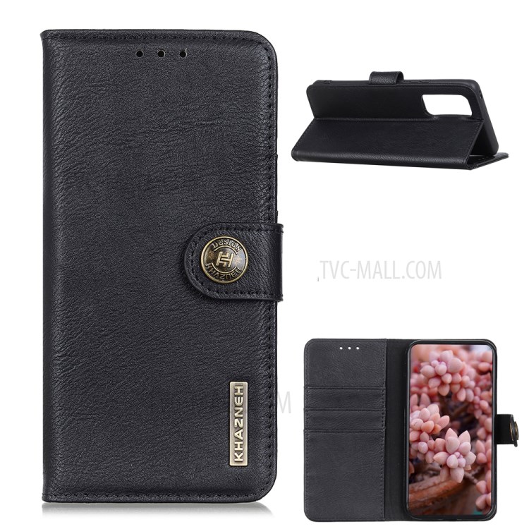 KHAZNEH Magnetic Clasp Retro Style Leather Phone Wallet + Stand Cover Shell for Vivo Y73s - Black-1