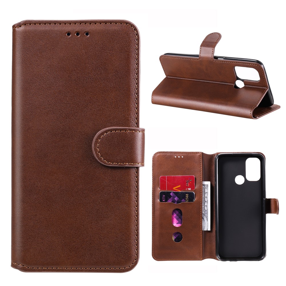 Clascar Magnético De Estilo Clásico Cartera + Soporte Funda Para Teléfono De Cuero Para OPPO A32 (2020) / A53 (2020) / OPPO A53S - Marrón-1