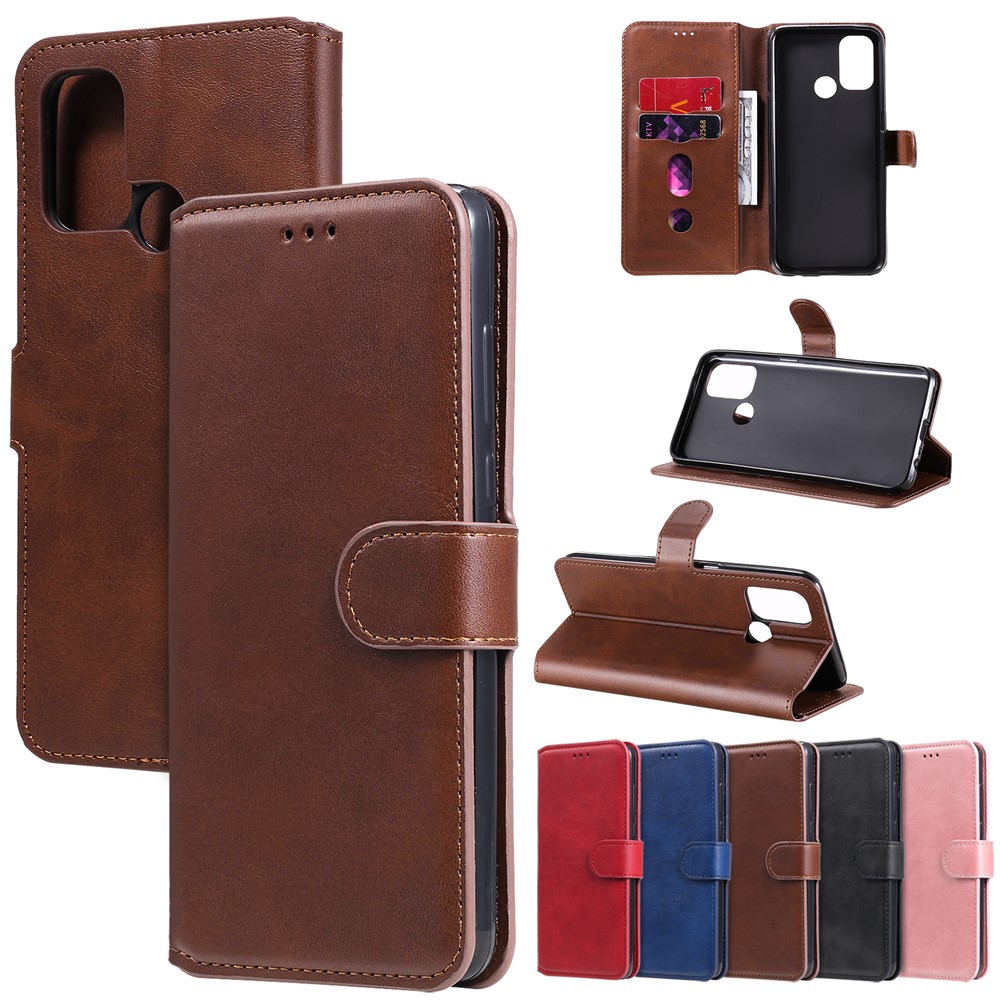 Clascar Magnético De Estilo Clásico Cartera + Soporte Funda Para Teléfono De Cuero Para OPPO A32 (2020) / A53 (2020) / OPPO A53S - Marrón-13
