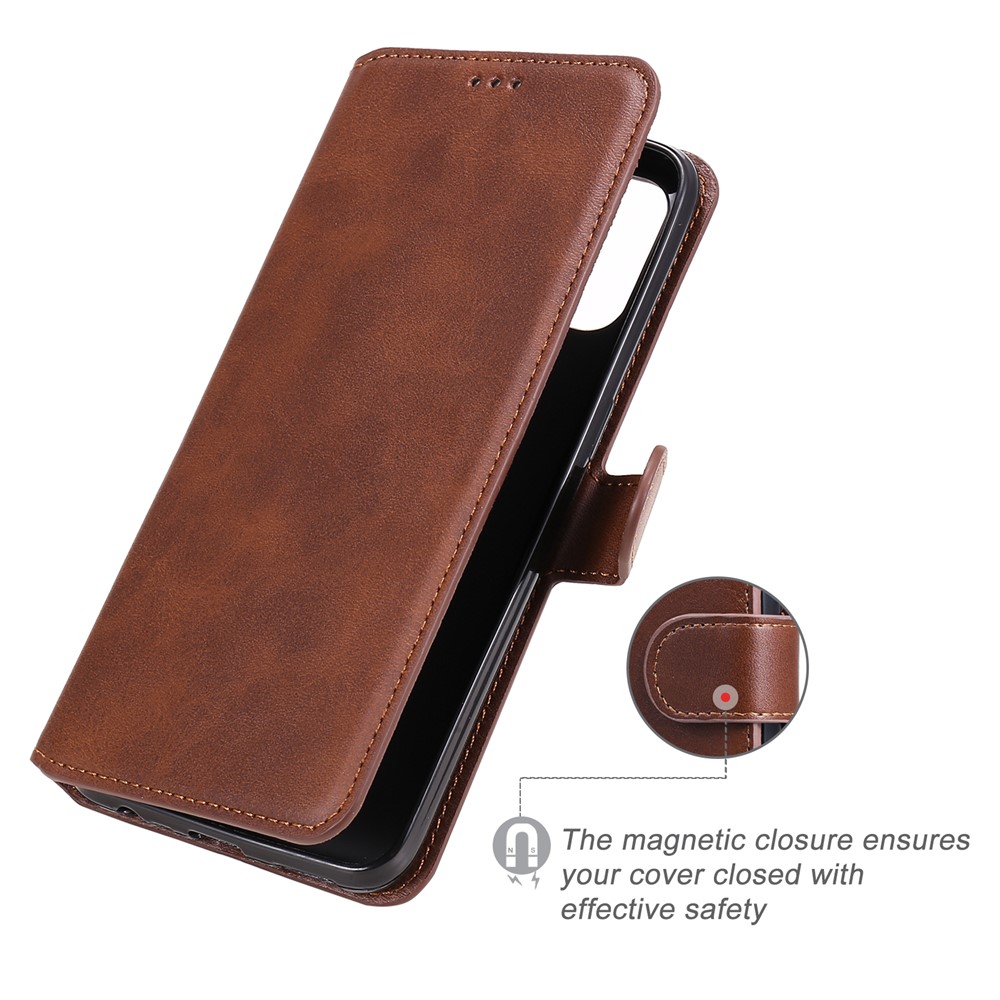 Clascar Magnético De Estilo Clásico Cartera + Soporte Funda Para Teléfono De Cuero Para OPPO A32 (2020) / A53 (2020) / OPPO A53S - Marrón-2