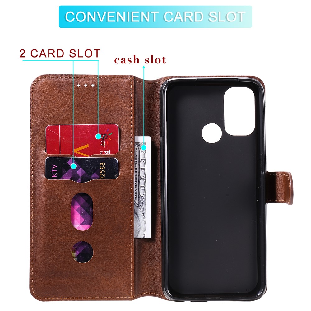 Clascar Magnético De Estilo Clásico Cartera + Soporte Funda Para Teléfono De Cuero Para OPPO A32 (2020) / A53 (2020) / OPPO A53S - Marrón-5