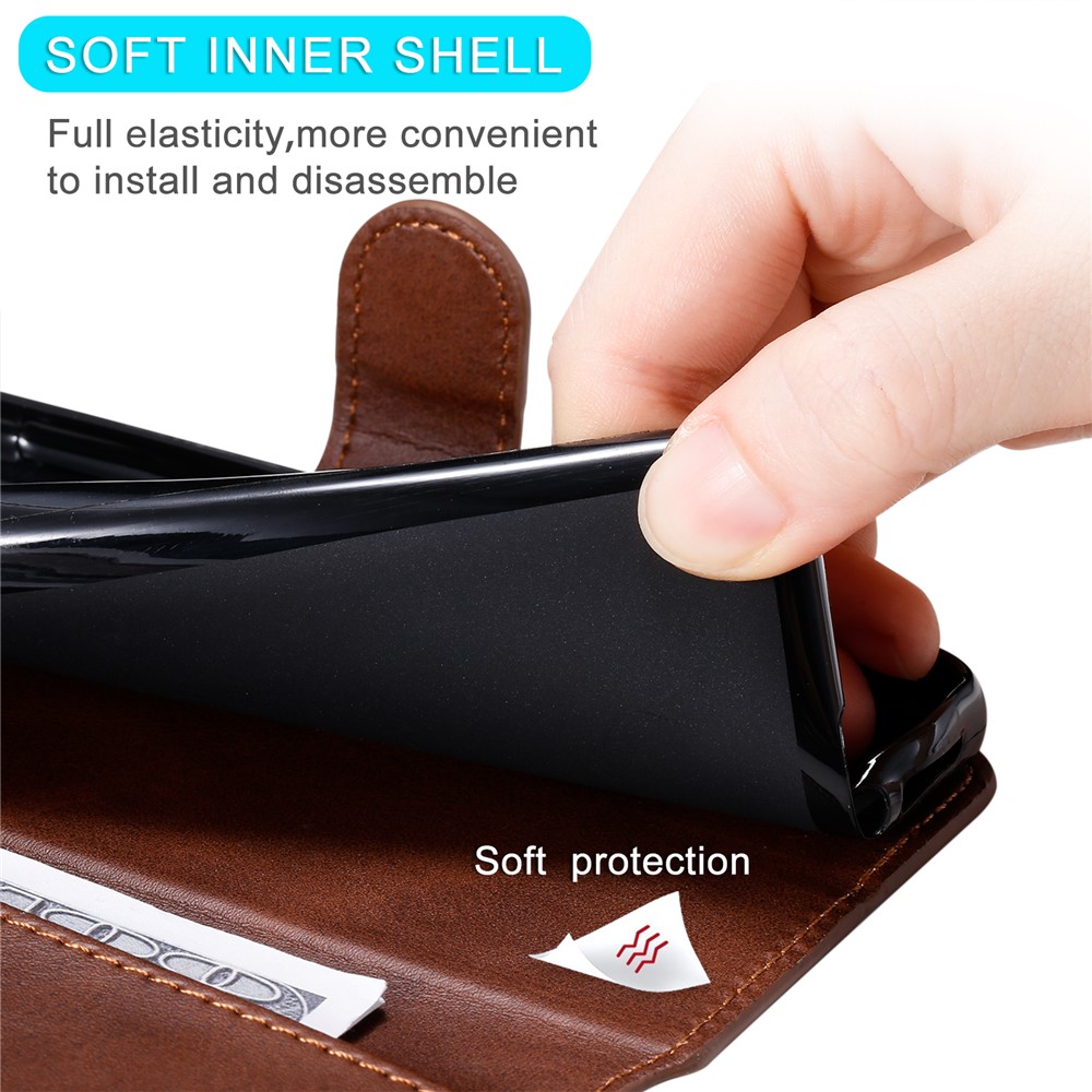 Clascar Magnético De Estilo Clásico Cartera + Soporte Funda Para Teléfono De Cuero Para OPPO A32 (2020) / A53 (2020) / OPPO A53S - Marrón-6