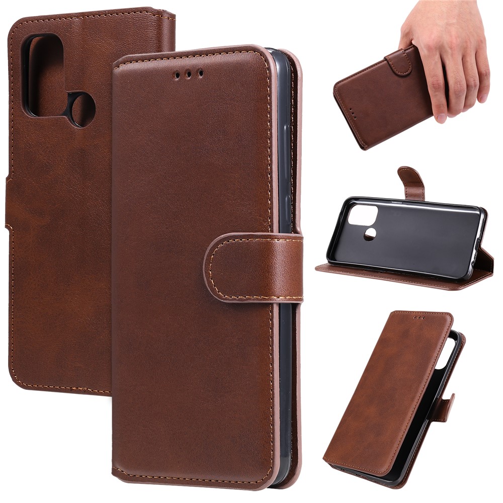 Clascar Magnético De Estilo Clásico Cartera + Soporte Funda Para Teléfono De Cuero Para OPPO A32 (2020) / A53 (2020) / OPPO A53S - Marrón-9