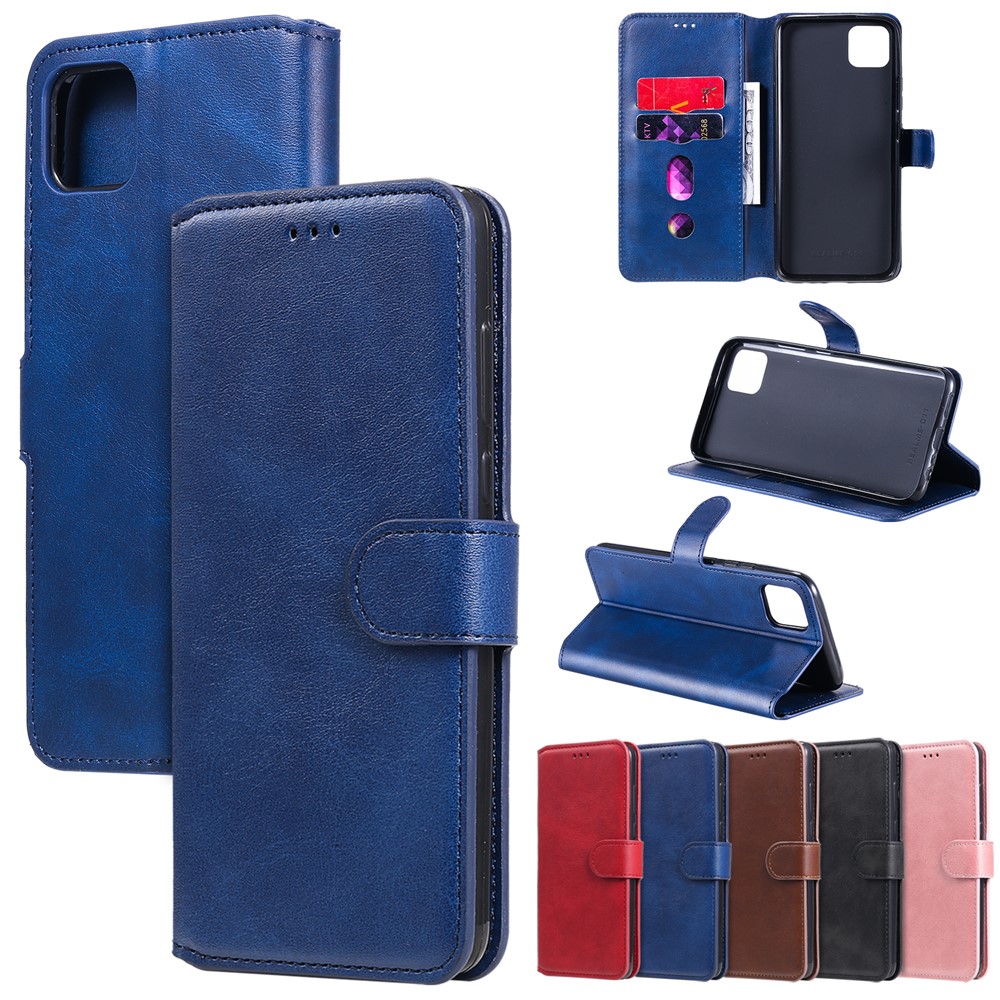 Classic Style Wallet + Stand Flip Leather Phone Case for Realme C11 - Blue-15