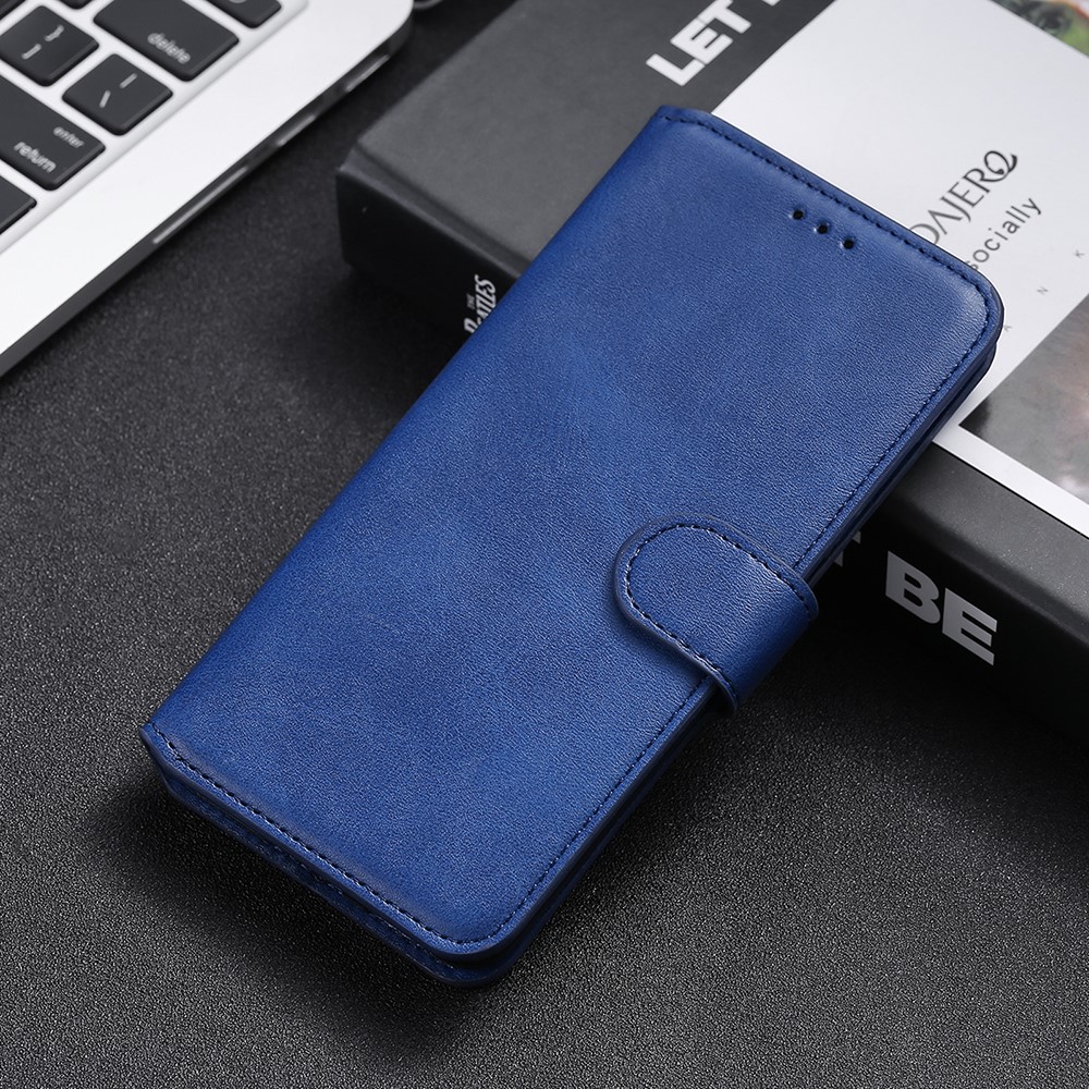 Classic Style Wallet + Stand Flip Leather Phone Case for Realme C11 - Blue-16