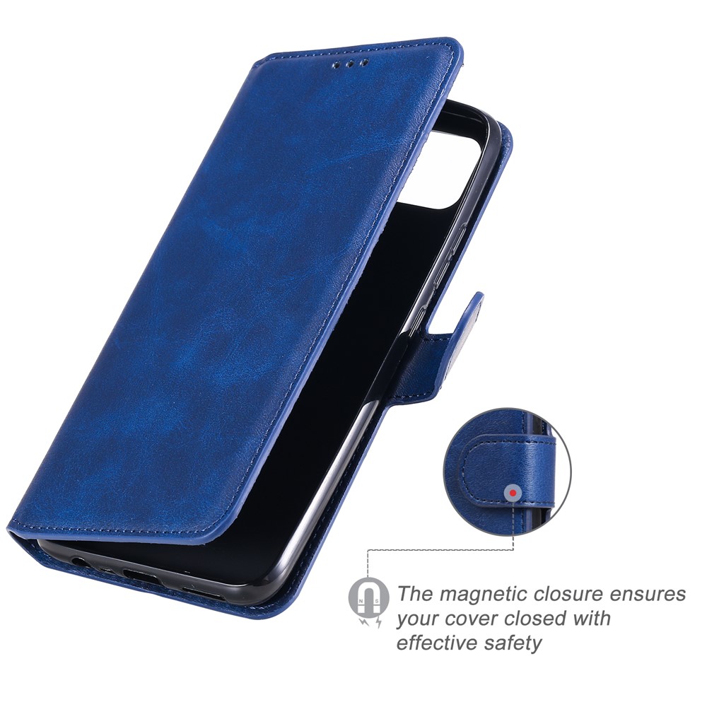 Classic Style Wallet + Stand Flip Leather Phone Case for Realme C11 - Blue-2