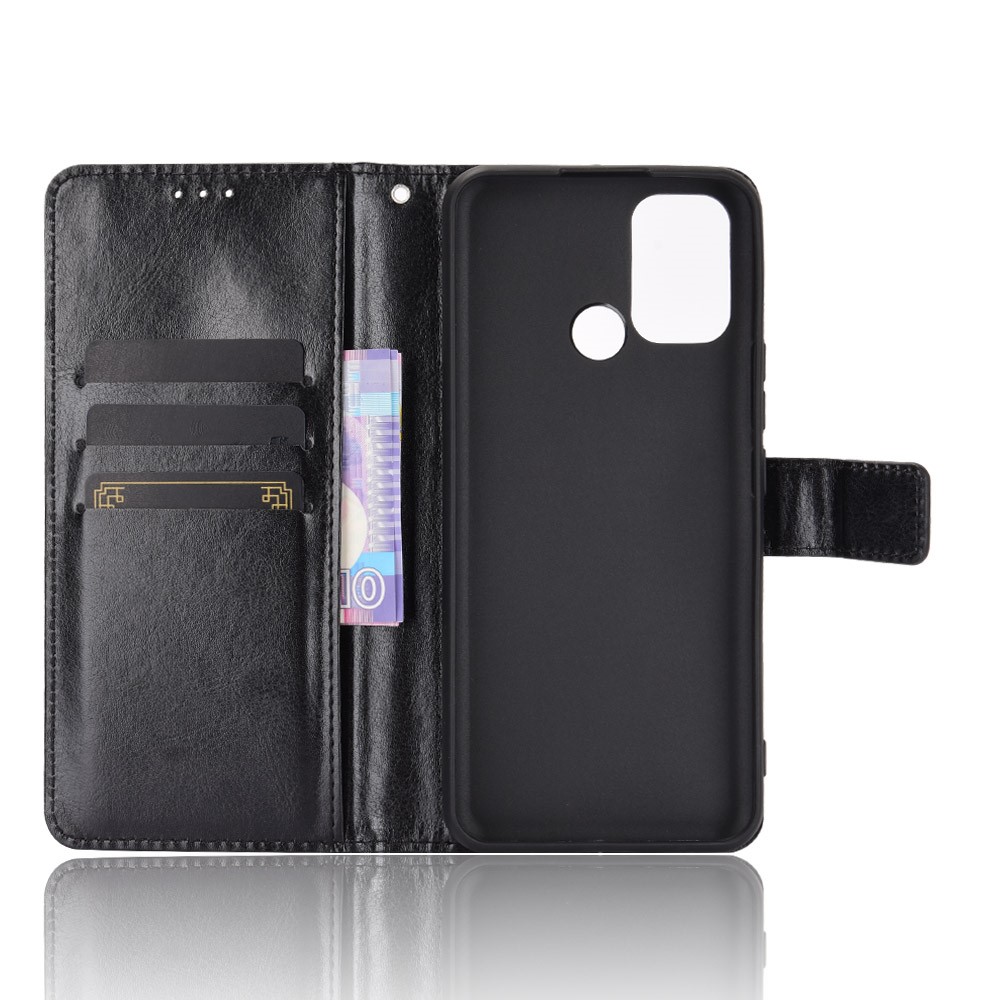 Crazy Horse Texture Leather Stand Cover for Realme 7i/C17 Phone Case - Black-3