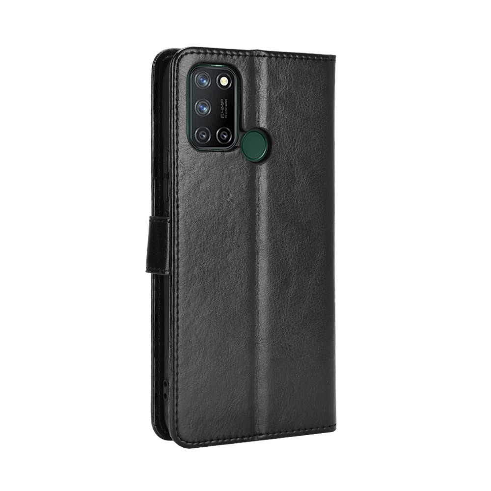 Crazy Horse Texture Leather Stand Cover for Realme 7i/C17 Phone Case - Black-6